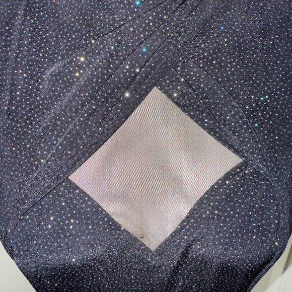 Vintage S.L. Fashions Black Multicolor Sparkle Midi Slit Dress - Picture 4 of 8